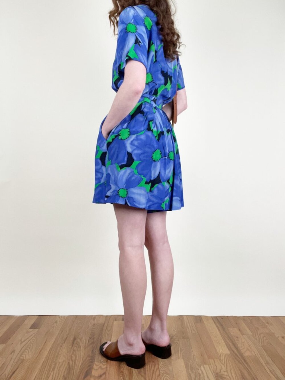 Vintage 100% Silk Matching Shorts Blouse Top Shirt Set Floral Print 1980s 1990s - Picture 3 of 12